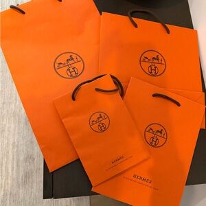 Hermès Orange Shopping Bags Set